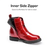 image:imageDREAM PAIRS Girls Boys Glitter Ankle Boots Side Zipper Combat Shoes with Buckles ToddlerLittle KidBig KidRed