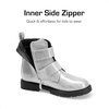 image:imageDREAM PAIRS Girls Boys Glitter Ankle Boots Side Zipper Combat Shoes with Buckles ToddlerLittle KidBig KidSilver