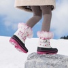 image:imageDREAM PAIRS Girls Boys Snow Boots WaterResistant Outdoor Warm Cozy AntiSlip Mid Calf Faux Fur Lining Winter Shoes for LittleBig KidsWhiteFuchsia
