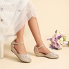 image:imageDREAM PAIRS Girls Dress Shoes Toddler Little Big Girls Heels Low Wedge Pumps with Pearls Rhinestone for Flower Girl Princess Wedding PartyGoldglitter