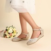image:imageDREAM PAIRS Girls Dress Shoes Toddler Little Big Girls Heels Low Wedge Pumps with Pearls Rhinestone for Flower Girl Princess Wedding PartyGoldglitter