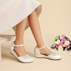 image:imageDREAM PAIRS Girls Dress Shoes Toddler Little Big Girls Heels Low Wedge Pumps with Pearls Rhinestone for Flower Girl Princess Wedding PartyIvory