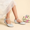 image:imageDREAM PAIRS Girls Dress Shoes Toddler Little Big Girls Heels Low Wedge Pumps with Pearls Rhinestone for Flower Girl Princess Wedding PartySilverglitter