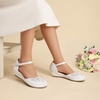 image:imageDREAM PAIRS Girls Dress Shoes Toddler Little Big Girls Heels Low Wedge Pumps with Pearls Rhinestone for Flower Girl Princess Wedding PartyWhite