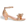 image:imageDREAM PAIRS Girls Sandals Ankle Strap Square Toe Low Heel Bow Flower Dress ShoesChampagnepu