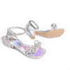 image:imageDREAM PAIRS Girls Sandals Ankle Strap Square Toe Low Heel Bow Flower Dress ShoesRainbowSilver