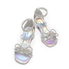 image:imageDREAM PAIRS Girls Sandals Ankle Strap Square Toe Low Heel Bow Flower Dress ShoesRainbowSilver