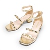 image:imageDREAM PAIRS Girls Sandals Low Heel Dress Pump Ankle Strap Two Strapped Bow Flower Wedding Party Shoes for Little KidBig KidGold