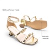 image:imageDREAM PAIRS Girls Sandals Low Heel Dress Pump Ankle Strap Two Strapped Bow Flower Wedding Party Shoes for Little KidBig KidGold