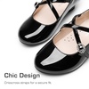 image:imageDream Pairs Girls Dress Shoes Mary Jane High Heel Round Toe Straps Pumps Flower Wedding Party Princess Flats for LittleBig KidsBlack