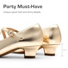 image:imageDream Pairs Girls Dress Shoes Mary Jane High Heel Round Toe Straps Pumps Flower Wedding Party Princess Flats for LittleBig KidsGold