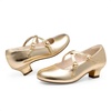 image:imageDream Pairs Girls Dress Shoes Mary Jane High Heel Round Toe Straps Pumps Flower Wedding Party Princess Flats for LittleBig KidsGold