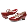 image:imageDream Pairs Girls Dress Shoes Mary Jane High Heel Round Toe Straps Pumps Flower Wedding Party Princess Flats for LittleBig KidsRed