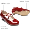 image:imageDream Pairs Girls Dress Shoes Mary Jane High Heel Round Toe Straps Pumps Flower Wedding Party Princess Flats for LittleBig KidsRed