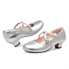 image:imageDream Pairs Girls Dress Shoes Mary Jane High Heel Round Toe Straps Pumps Flower Wedding Party Princess Flats for LittleBig KidsSilver