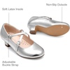 image:imageDream Pairs Girls Dress Shoes Mary Jane High Heel Round Toe Straps Pumps Flower Wedding Party Princess Flats for LittleBig KidsSilver