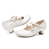 image:imageDream Pairs Girls Dress Shoes Mary Jane High Heel Round Toe Straps Pumps Flower Wedding Party Princess Flats for LittleBig KidsWhite