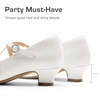 image:imageDream Pairs Girls Dress Shoes Mary Jane High Heel Round Toe Straps Pumps Flower Wedding Party Princess Flats for LittleBig KidsWhite