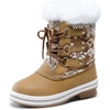 image:imageDREAM PAIRS Cozy Kids Snow Boots Warm amp WaterResistant Winter Boots with Faux Fur for AllDay Play NonSlip Mid Calf BootsTanWhite