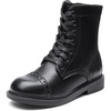 image:imageDREAM PAIRS Girls Boys Combat Ankle Boots Side Zipper Shoes with Lace Up for ToddlerLittle KidBig KidBlack