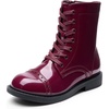 image:imageDREAM PAIRS Girls Boys Combat Ankle Boots Side Zipper Shoes with Lace Up for ToddlerLittle KidBig KidBurgundy