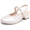 image:imageDREAM PAIRS Girls Dress Shoes Slingback Heels Round Toe Pump for Little Big Kids Flower Party Wedding PrincessIvory