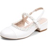 image:imageDREAM PAIRS Girls Dress Shoes Slingback Heels Round Toe Pump for Little Big Kids Flower Party Wedding PrincessWhitePearl