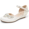 image:imageDREAM PAIRS Girls Dress Shoes Toddler Little Big Girls Heels Low Wedge Pumps with Pearls Rhinestone for Flower Girl Princess Wedding PartyIvory