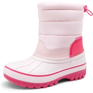 image:imageDREAM PAIRS Boys Girls Snow Boots WaterResistant Outdoor Warm Cozy AntiSlip Mid Calf Faux Fur Lining Winter Shoes for ToddlerLittleBig KidsPink