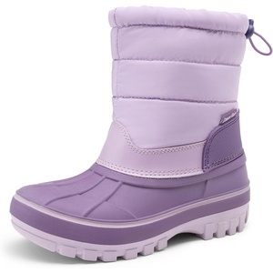 image:imageDREAM PAIRS Boys Girls Snow Boots WaterResistant Outdoor Warm Cozy AntiSlip Mid Calf Faux Fur Lining Winter Shoes for ToddlerLittleBig KidsPurple