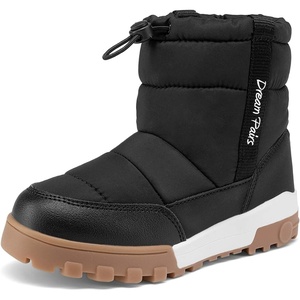 image:imageDREAM PAIRS Boys Girls Winter Snow Boots Slip Resistant Outdoor Cold Weather Boots with Faux Fur LiningBlack