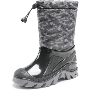 image:imageDREAM PAIRS Boys Snow Boots Waterproof Camouflage Slip Resistant Mid Calf Faux Fur Lining Outdoor Muck Winter Shoes for LittleBig KidsGrayBlack