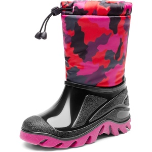 image:imageDREAM PAIRS Boys Snow Boots Waterproof Camouflage Slip Resistant Mid Calf Faux Fur Lining Outdoor Muck Winter Shoes for LittleBig KidsRedBlack