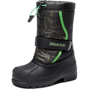 image:imageDREAM PAIRS Boys amp Girls Mid Calf WaterResistant Winter Snow Boots for ToddlerLittleBig KidBlackNeonGreen