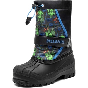 image:imageDREAM PAIRS Boys amp Girls Mid Calf WaterResistant Winter Snow Boots for ToddlerLittleBig KidBlueBlack