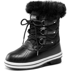 image:imageDREAM PAIRS Cozy Kids Snow Boots Warm amp WaterResistant Winter Boots with Faux Fur for AllDay Play NonSlip Mid Calf BootsBlack