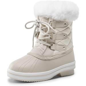 image:imageDREAM PAIRS Cozy Kids Snow Boots Warm amp WaterResistant Winter Boots with Faux Fur for AllDay Play NonSlip Mid Calf BootsOffwhite