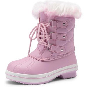 image:imageDREAM PAIRS Cozy Kids Snow Boots Warm amp WaterResistant Winter Boots with Faux Fur for AllDay Play NonSlip Mid Calf BootsPink