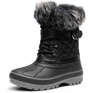 image:imageDREAM PAIRS Girls Boys Snow Boots WaterResistant Outdoor Warm Cozy AntiSlip Mid Calf Faux Fur Lining Winter Shoes for LittleBig KidsBlack