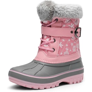 image:imageDREAM PAIRS Girls Boys Snow Boots WaterResistant Outdoor Warm Cozy AntiSlip Mid Calf Faux Fur Lining Winter Shoes for LittleBig KidsPink