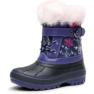 image:imageDREAM PAIRS Girls Boys Snow Boots WaterResistant Outdoor Warm Cozy AntiSlip Mid Calf Faux Fur Lining Winter Shoes for LittleBig KidsPurpleFuchsia