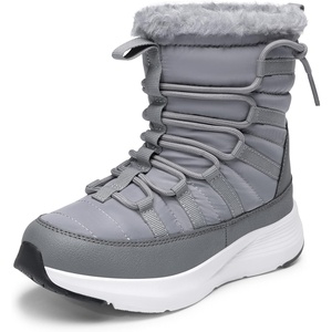image:imageDREAM PAIRS Girls Boys Winter Snow Boots Slip Resistant Faux Fur Lined Windproof Warm SlipOn Boots for KidsGrey