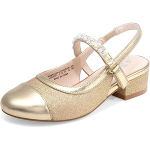image:imageDREAM PAIRS Girls Dress Shoes Slingback Heels Round Toe Pump for Little Big Kids Flower Party Wedding PrincessGold