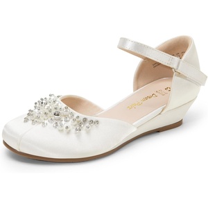image:imageDREAM PAIRS Girls Dress Shoes Toddler Little Big Girls Heels Low Wedge Pumps with Pearls Rhinestone for Flower Girl Princess Wedding PartyIvory