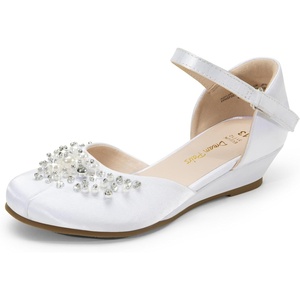 image:imageDREAM PAIRS Girls Dress Shoes Toddler Little Big Girls Heels Low Wedge Pumps with Pearls Rhinestone for Flower Girl Princess Wedding PartyWhite