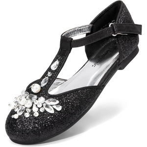 image:imageDREAM PAIRS Girls Mary Jane Dress Shoes Pearl TStrap Party Flower Wedding Princess Flats for Toddler Little Big KidBlack
