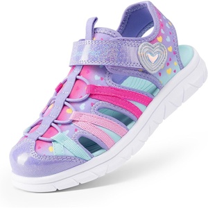 image:imageDREAM PAIRS Toddler Boys Girls Sport Sandals Cute Breathable Lightweight Outdoor Play Water Casual Closed Toe Hook and Loop for ToddlersLittleBig KidsPurple