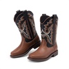 image:imageDREAM PAIRS Boys Girls Cowboy Boots Toddler Mid Calf Western Boots Square Toe Riding Boots for KidsBlackBrown