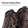 image:imageDREAM PAIRS Boys Girls Cowboy Boots Toddler Mid Calf Western Boots Square Toe Riding Boots for KidsBlackBrown