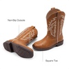 image:imageDREAM PAIRS Boys Girls Cowboy Boots Toddler Mid Calf Western Boots Square Toe Riding Boots for KidsBrown